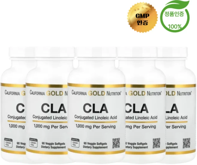 3+2 캘리포니아 골드 뉴트리션 CLA 복합 클라리놀 리놀레산 1000mg 소프트젤 90정, 5개 - 쿠팡