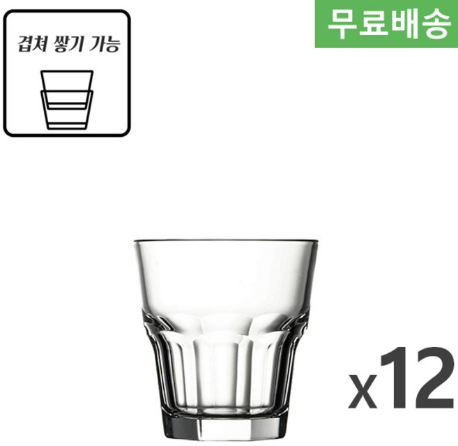 12p BOX 파사바체 카사블랑카 주스 208ml 52862 팔각 락글라스 콜라잔 물잔 우유잔, 1박스, 투명