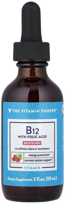 The Vitamin Shoppe Vitamin B12 with Folic Acid Raspberry 2 fl oz 59 ml, 59.147 ml, 1개, 59ml - 쿠팡