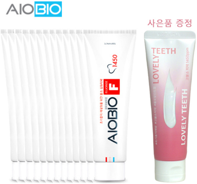 아이오바이오 [고불소함유] F치약 충치전문 1450ppm 불소강화 기능성 치약 치과전용, 100g, 13개