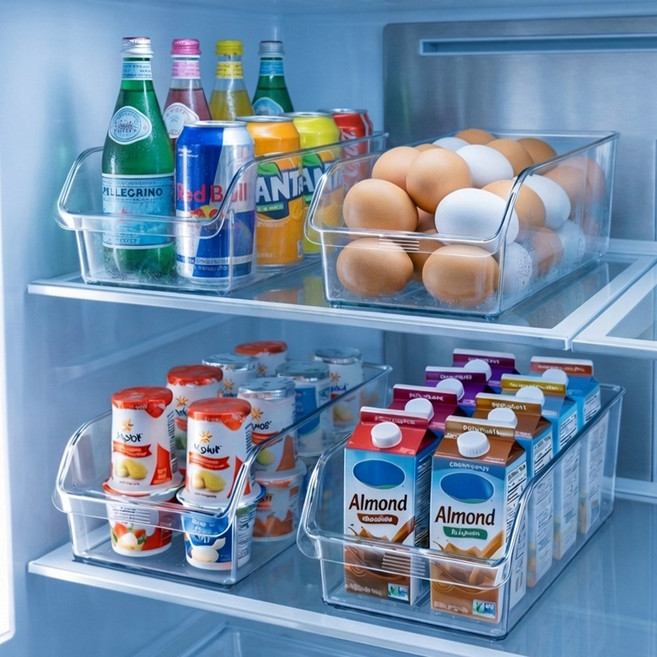 루메이크 냉장고 수납 정리함, 4개, 투명