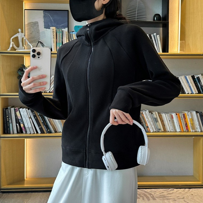 하이넥 집업 후드티 여성 오버핏