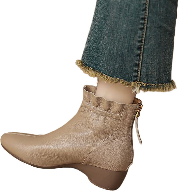 셀럽당 컴포트 웨지 부츠 여자 가을 겨울 미들 힐 컴포트 앵클부츠M1992