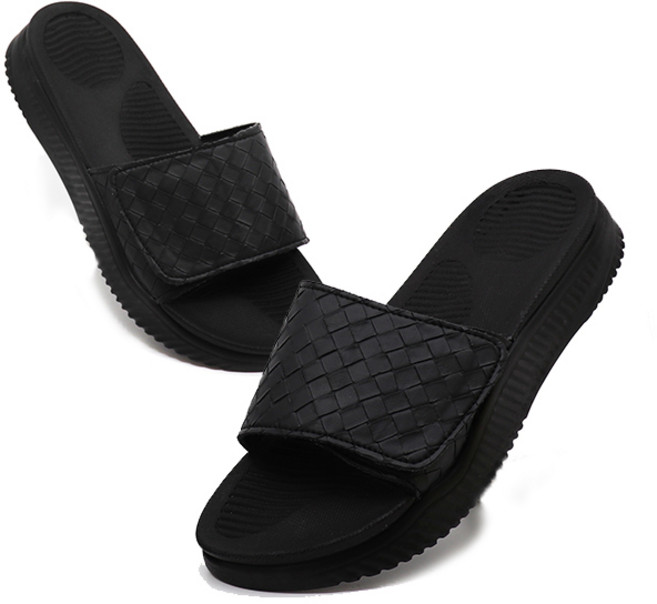 남녀공용 이중쿠션 남성 여성 찍찍이 스트랩 쿠션 통굽 슬리퍼 발편한 위빙 빅사이즈 사무실화