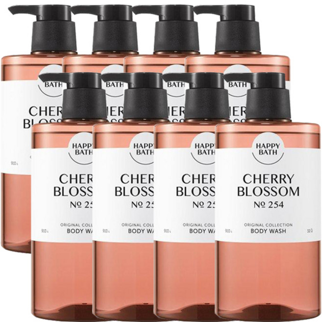 [비건라이프] 해피바스 오리지널 컬렉션 바디워시 체리블로섬향, 910g, 8개