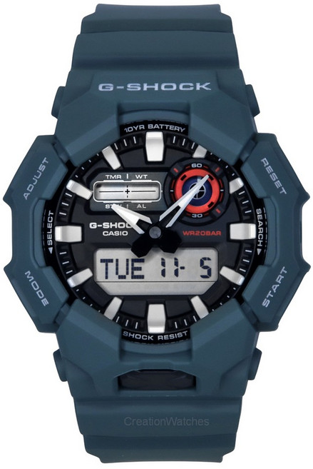 카시오 G-Shock 아날로그 디지털 바이오 기반 레진 스트랩 블랙 다이얼 쿼츠 GA-010-2A 200M 남성용 시계