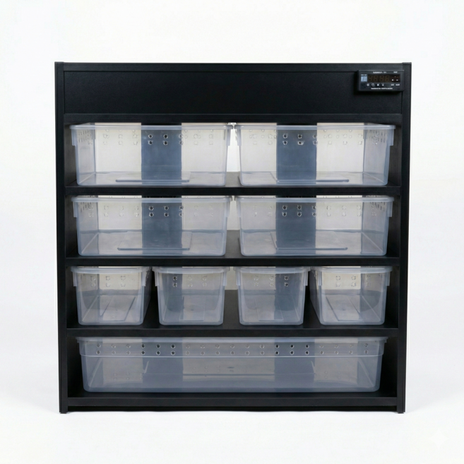 NRC 2열 파충류 온도조절 렉사육장, 6층, 1개, 블랙컬러