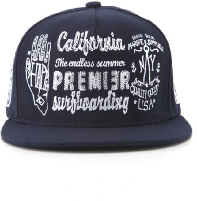 프리미어 스냅백 캘리포니아 드로잉 모자 AW 네이비 (P444)
