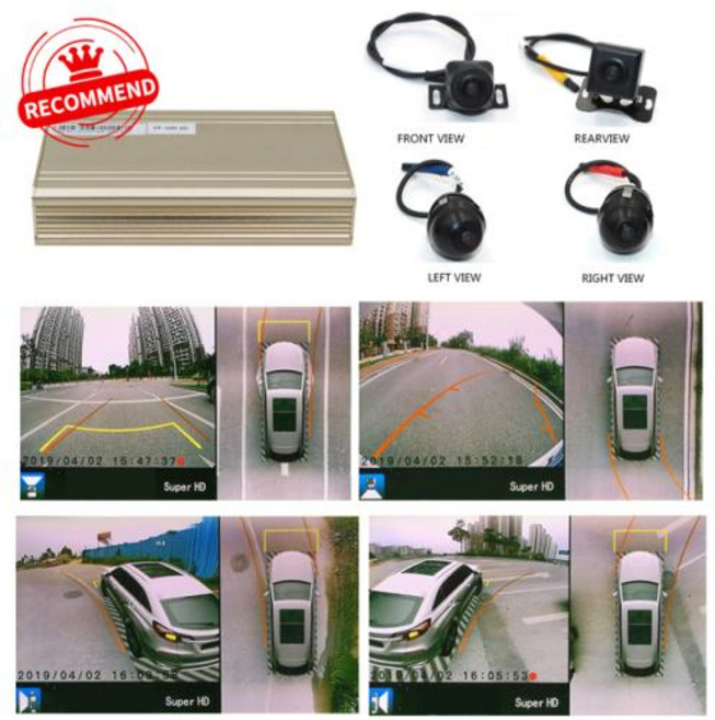 어라운드뷰카메라 Krando 자동차 3D 1080P HD 360 도 버드 뷰 서라운드 시스템 파노라마 뷰 전체 라운드 카메라 센서 DVR 레코더 포함, 2) Matte 360