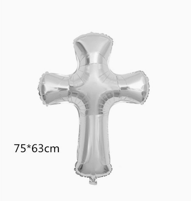트윈은 은박 기독교 교회 행사 대형 십자가 헬륨 부활절 큰풍선 파티, 5개, 실버십자