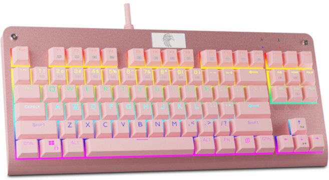 E-YOOSO Z77 무지개 USB 기계식 게임 유선 키보드 87 키 레드 블랙 블루 스위치 게이머 컴퓨터 PC 노트북, [05] 빨간색 스위치, 12)분홍색, 1개