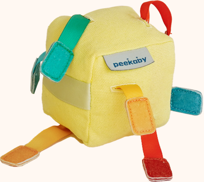 피카비 터깅 쿠션 끈 잡아당기기 놀이 소근육 발달 양손 협응 감각 놀이, 1개, 노란색