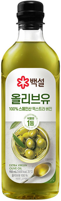 백설 엑스트라버진 압착 올리브유, 900ml, 3개