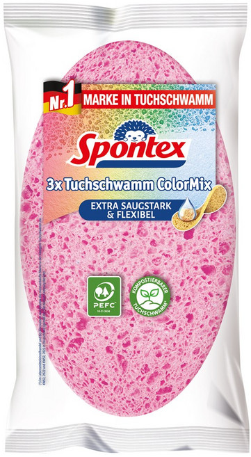 스폰텍스 드라이 셀룰로오스 수세미 스폰지 컬러 믹스 3매, 1개