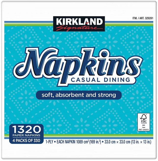 科克蘭 經典餐巾紙 1320張 4包入 33x33公分, 白色, 4個, 330個裝