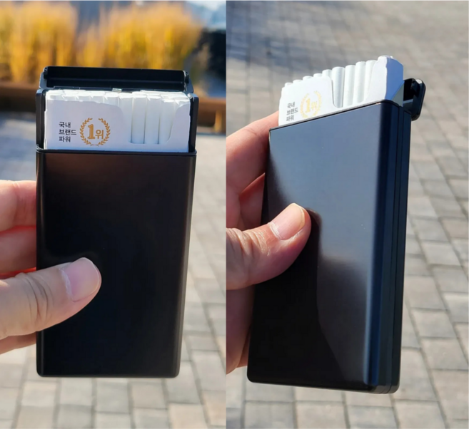 셀러템 담배케이스 착 열리는 슬라이딩 일반형 슬림형 - 사틴 블랙