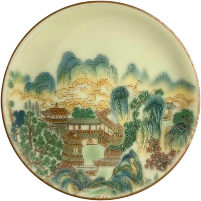 山水居 陶瓷茶擱置 功夫茶道專用茶托, 黃色, 1個