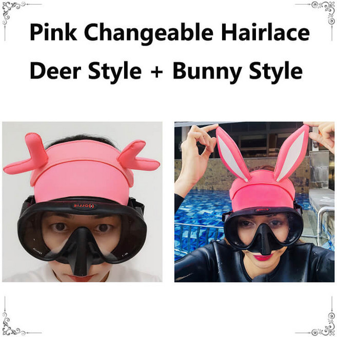 HYDROONE분리형 카툰 디자인 다이빙 헤드밴드 2mm 네오프렌 스쿠버 다이빙 헤어밴드 스타일 변경 구매 1 헤어밴드 Get 2 스타일 스쿠버 헤드 커버 다이빙 후드 서핑 열모자, 분홍색(사슴+미키)