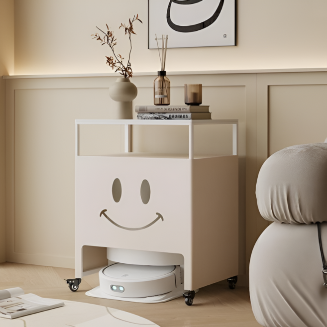 체리닷컴 공간활용 바퀴형 세라믹 로봇청소기장 겸협탁 수납장, B형 50*50*75
