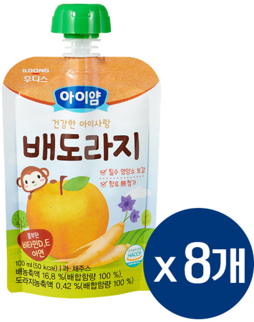 일동후디스 아이얌 건강한 아이사랑 주스 배도라지, 8개, 100ml