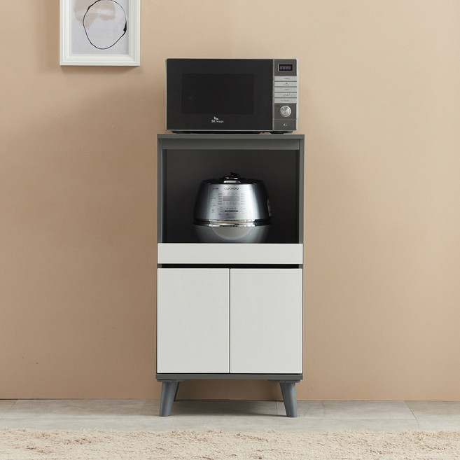 시크 전자렌지수납장 에어프라이어 정수기 밥솥 밥통다이 주방 오븐장 선반 원룸 미니 틈새 렌지대, 그레이화이트