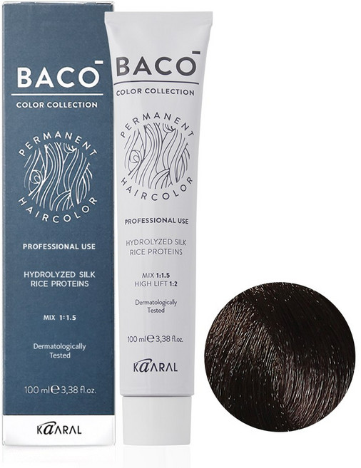 카랄 바코염색약 컬러 컬렉션 암모니아 냄새 없는 순한염색약 저자극 새치염색약, 6.00 (진한 약간 밝은 흑갈색), 1개