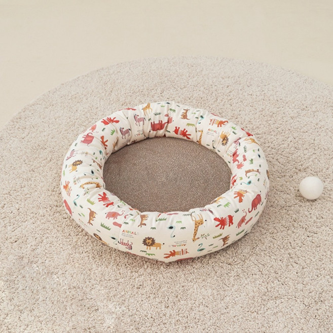 다담앤샵 고양이 스크래쳐 원형 갈가리 평반형 장난감, 1개, 파스텔 코랄