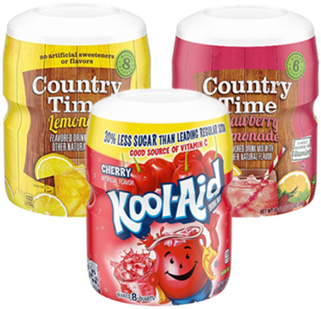 쿨에이드 체리에이드 538g + 컨츄리타임 레몬에이드 538g +스트로베리 에이드 510g, 1세트, 3개입
