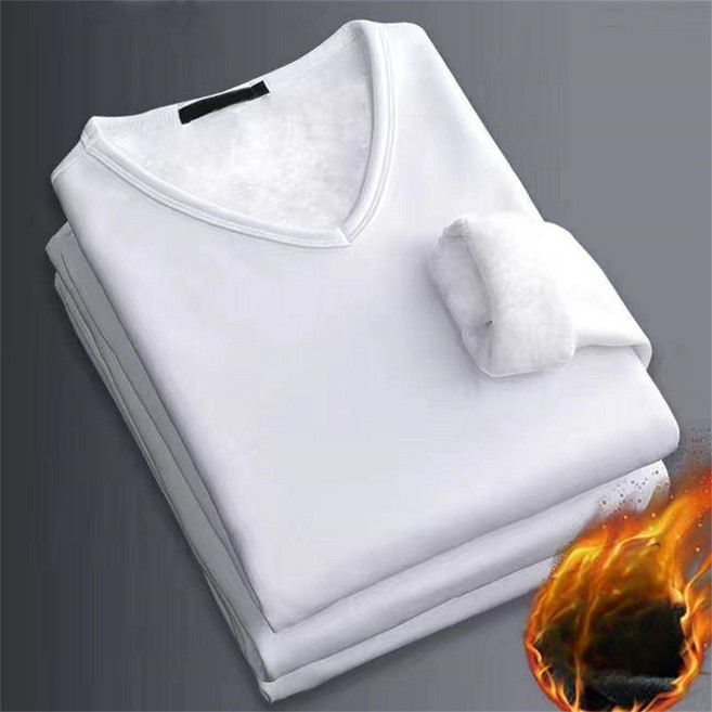 Vezri 가을 겨울 남성 긴팔 티셔츠 기모 브이넥 보온 상의 내의 SKZ222