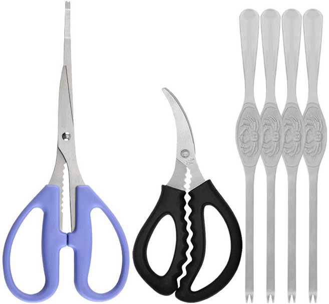 게가위 1개 + 새우가위 1개 + 게포크 4개, 블루+블랙, 1세트