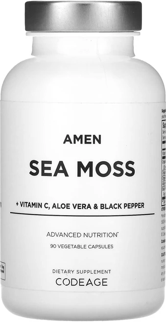 Codeage 아멘 바다이끼 + 비타민C 알로에베라 및 흑후추 베지 캡슐 90정, Codeage아멘바다이끼비타민C알로에베라및흑후추베지캡슐, 1개 - 쿠팡