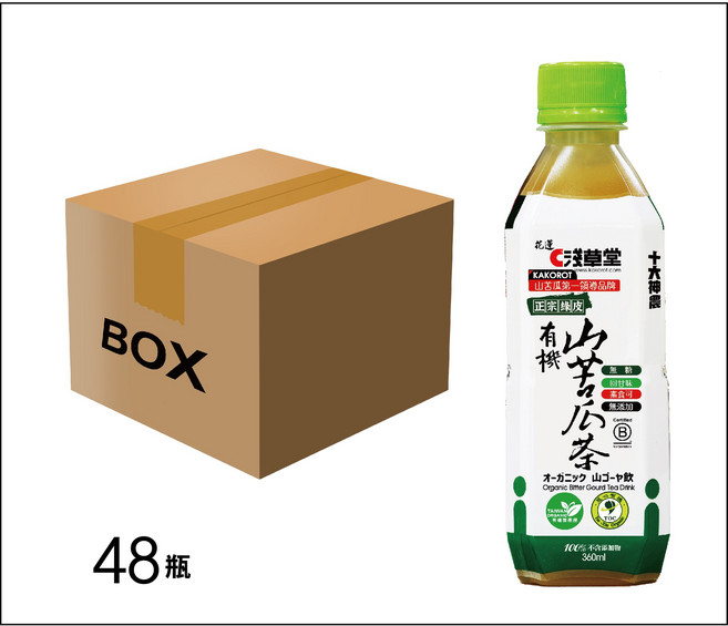 淺草堂 有機山苦瓜茶 無糖 清爽回甘, 360ml, 48瓶