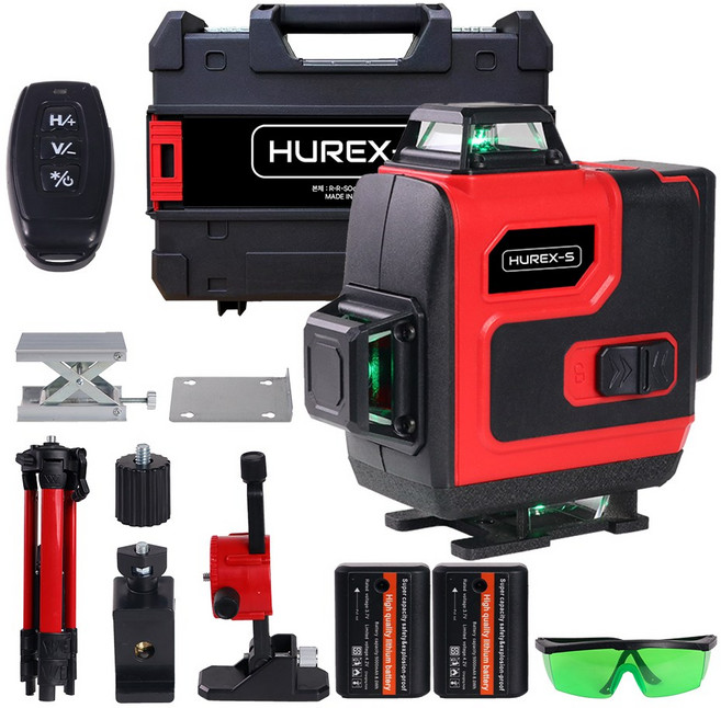 휴렉스S 레드 레이저레벨기 블루투스 리모컨 4D 16라인 수평기 풀세트, 1개