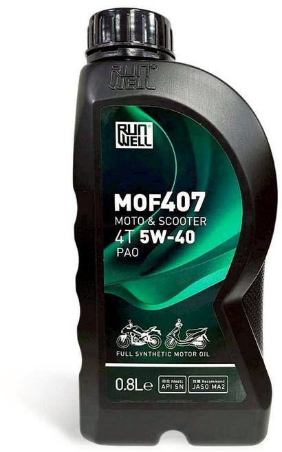 RUN WELL 全合成機油 適用摩托車速克達 卓越引擎保護, 1個, MOF407 5W40