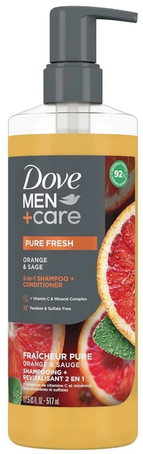 DOVE 도브 맨 플러스 케어 샴푸 & 컨디셔너 세트 오렌지 세이지 517ml, 코코넛 - 쿠팡