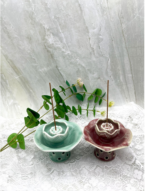 가지와나무 인센스스틱 홀더 받침대 국내제작 전통 도자기 청 진 3단 향꽂이, 청자(푸른색)