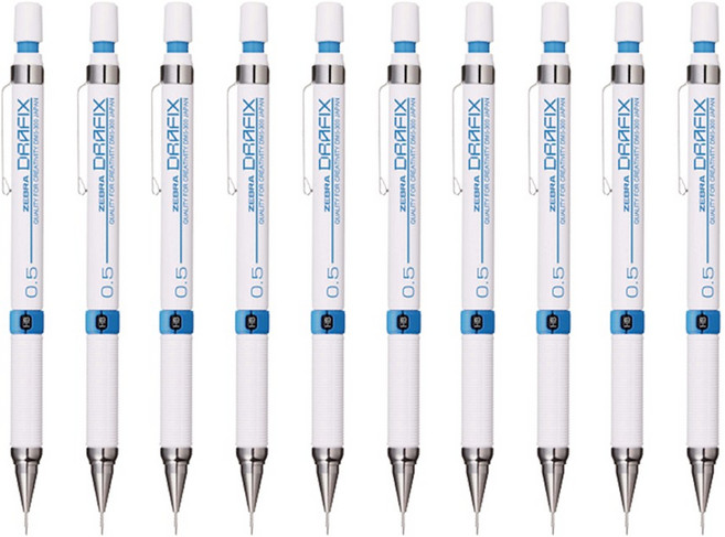 제브라 0.5mm 드라픽스 F 샤프 (화이트블루) DM5-300 제도, 10개
