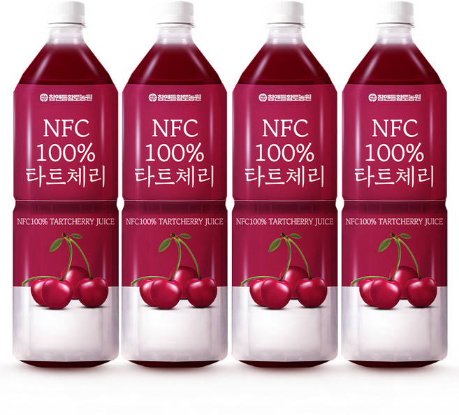 참앤들황토농원 NFC 착즙 타트체리즙주스 1L 4병 튀르키예산 타트체리 착즙액 여성쥬스, 4개