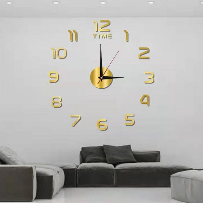 붙이는 DIY 벽시계 못없는 부착식 인테리어 시계 벽걸, 골드