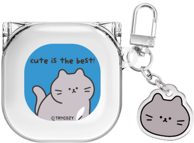 야옹이 힐링 버즈라이브/버즈3/버즈3프로 클리어 케이스 +아크릴 키링 세트, 야옹이 힐링-러시안블루, 버즈라이브/버즈프로/버즈2/버즈2프로/버즈FE(공용), 1개