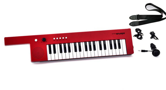 Bigfun 휴대용 37- 키 전자 키보드 피아노 미니 전자 장기 피아노 스타일 키보드 기타 뮤지컬 빨간색