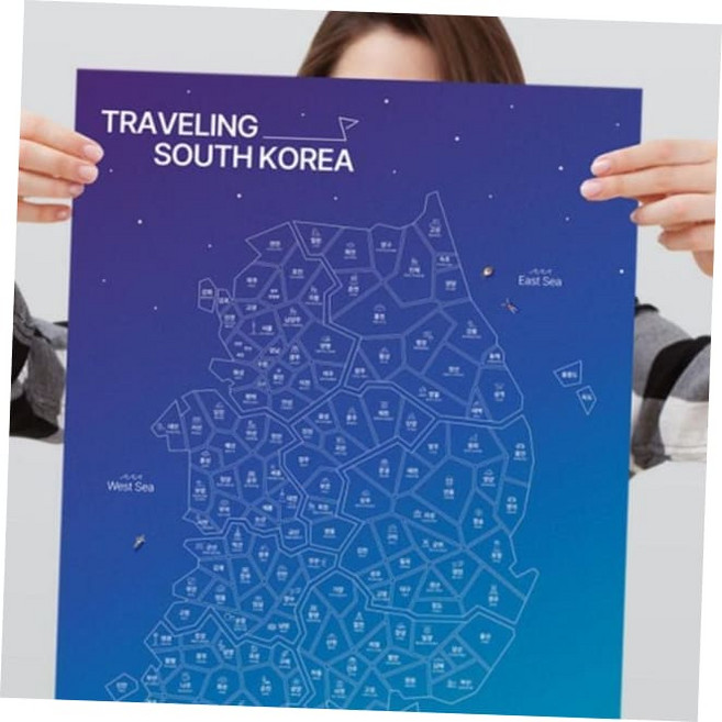 여행용전국지도 커플 국내 여행 지도 스티커 전국 대한민국 관광, 본상품