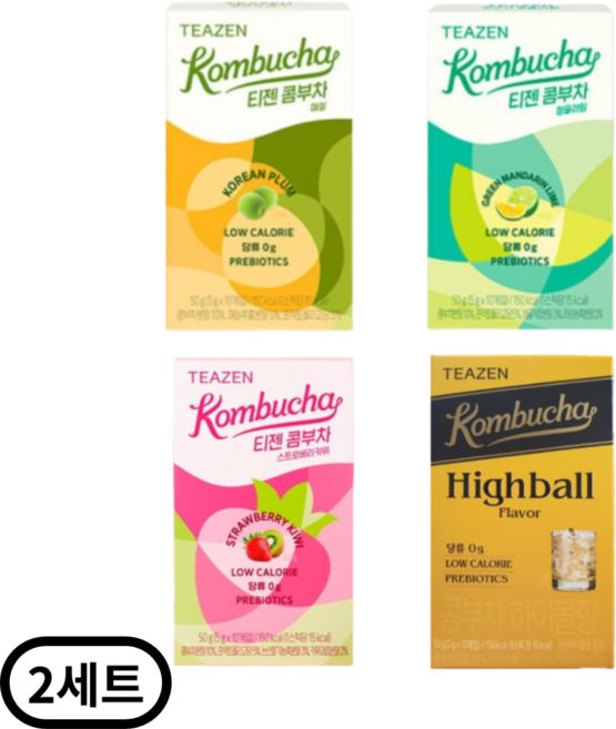 티젠 콤부차 맛보기 패키지, 2세트, 매실10 + 청귤10 + 스트로베리10 + 하이볼10