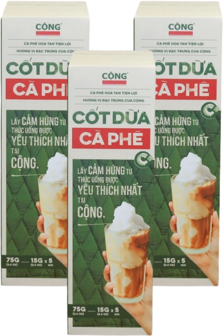콩카페 코코넛 연유 커피 믹스 베트남 카페 라떼, 3개, 5개입, 15g