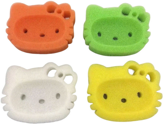 이호무 헬로키티 물빠짐 스펀지 비누받침 수세미, 4개