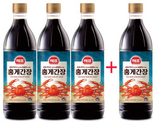 사조해표 홍게간장 500ml 3+1개 / 간장/감칠맛 간장 / 국물요리 만능간장, 4개