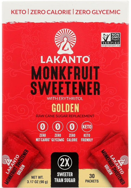 Lakanto 라칸토 슈가 프리 골든 몽크프루트 스위트너, 8개, 90g