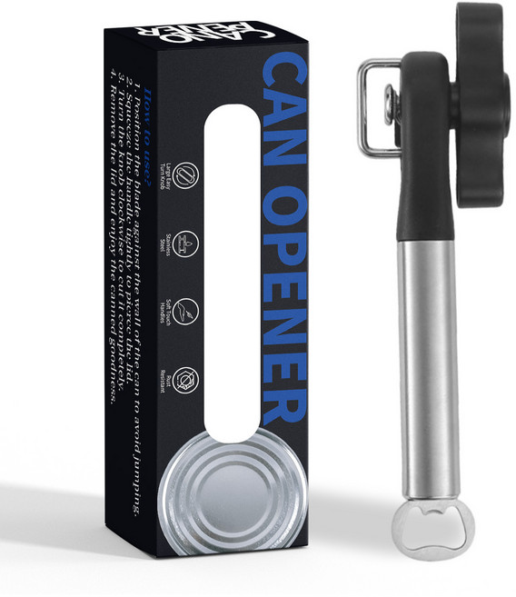 안전한 스테인리스 다기능 통조림 캔 오프너, 1개, 은색