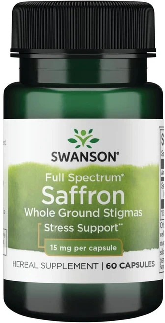 Swanson 스완슨 풀 스펙트럼 Saffron15mg 60베지캡슐 2개, 60정, 1개 - 쿠팡