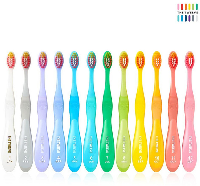 더트웰브 어린이 칫솔 12개입 3단계 키즈 유아 아기 3세이상 혼합치열기, 더트웰브 3단계 키즈칫솔 파스텔 12P, 키즈몬 양치컵(블루), 파스텔